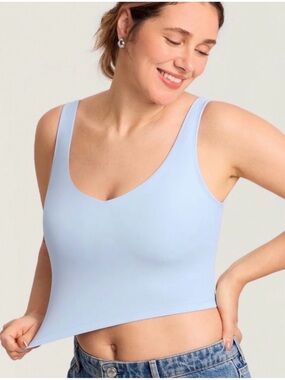 Light Blue Seamless Scoop Nursing Tank Top
